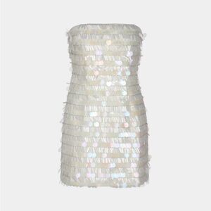Auteur Studio White Sequin Strapless Dress